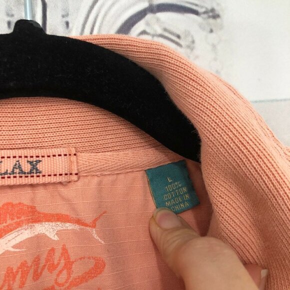Tommy Bahama Men's Large Sweater  Relax Orange Half Zip Pullover 100% Cotton - Picture 6 of 6